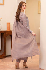 MIRAKHI-3PC LAWN CHIKENKARI EMBROIDERED SHIRT WITH LAWN TUBE SLUB DUPATTA-PK-5671