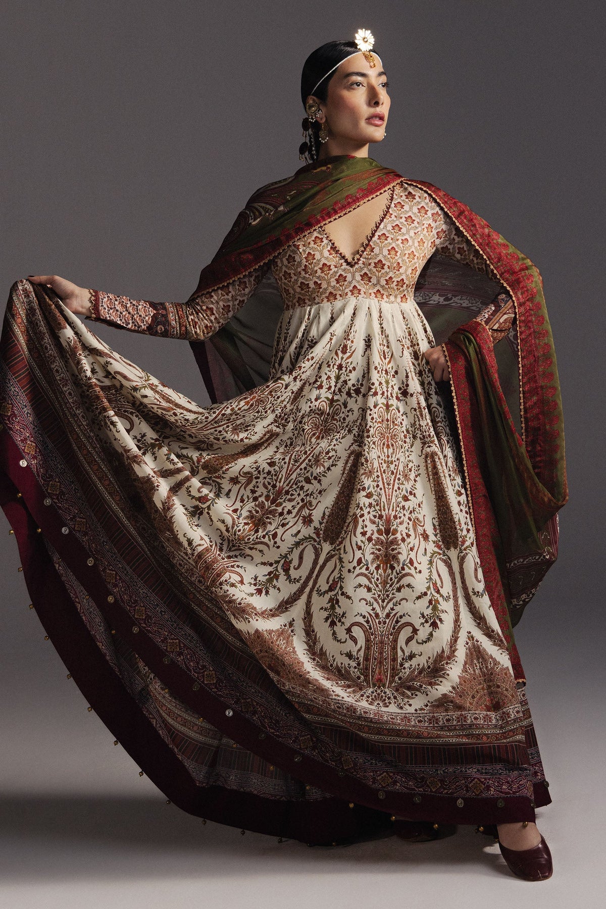 ZARA SHAH JAHAN-FROCK 3PC DIGITAL PRINTED FROCK AND SILK PRINTED DUPATTA-AND TROUSER-PK-1204