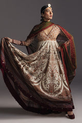 ZARA SHAH JAHAN-FROCK 3PC DIGITAL PRINTED FROCK AND SILK PRINTED DUPATTA-AND TROUSER-PK-1204