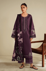 SERAN-UNSTITCHED 3PC DHANAK EMBROIDERED SUIT-PK-4317