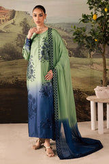 NUREH-UNSTITCHED 3PC SHAMOZE SILK PRINTED SEQUENCE EMBROIDERED SUIT-PK-4330