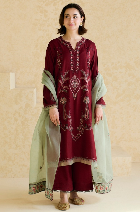 ZARA SHAHJAHAN - UNSTITCHED 3PC LAWN EMBROIDERED SUIT-PK-5729