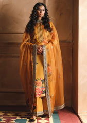 ZAINAB CHOTANI-UNSTITCHED 3PC SHAMOZE SILK PRINTED EMBROIDERED SUIT-PK-1726