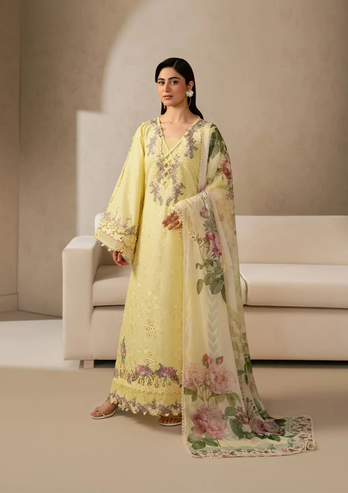 ELAF-UNSTITCHED 3PC DHANAK EMBROIDERED SUIT-PK-5221