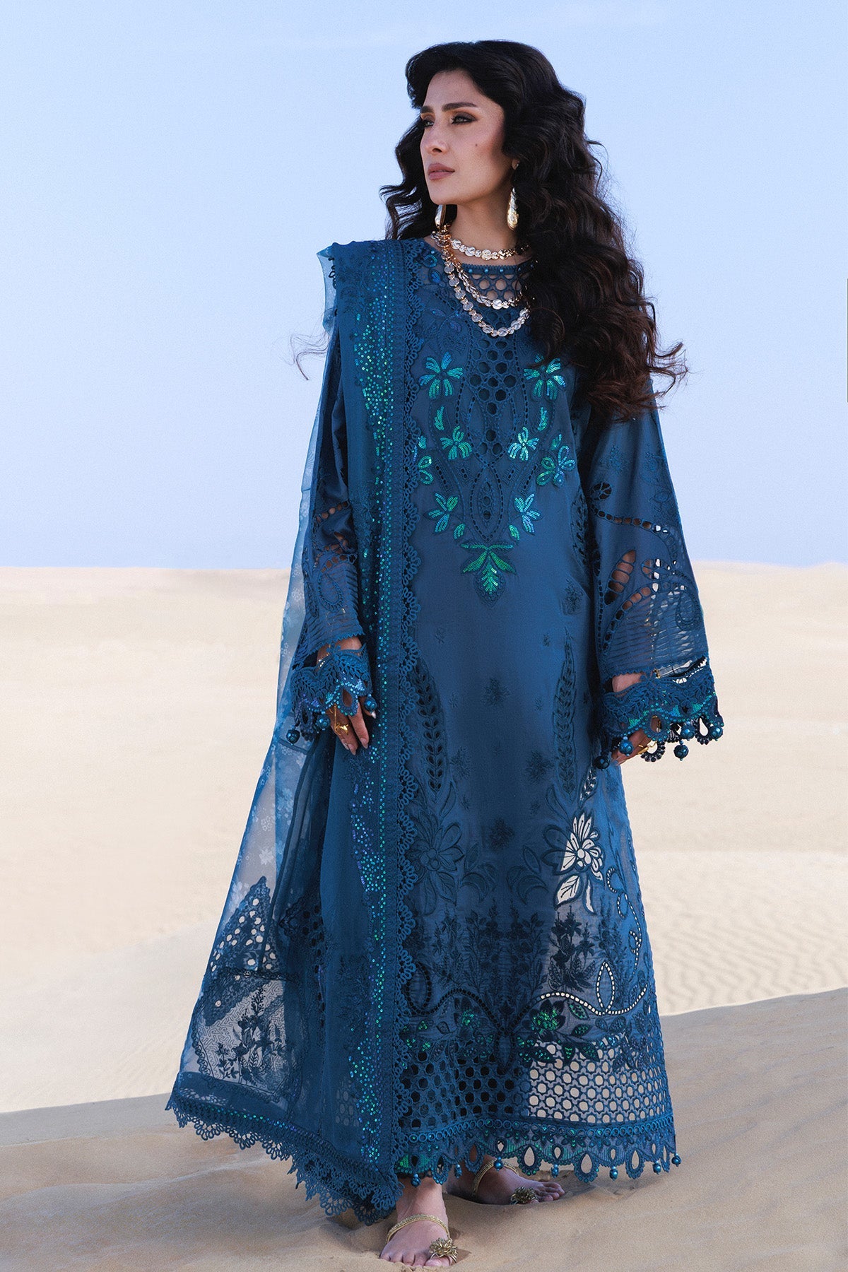 NUREH-UNSTITCHED 3PC LAWN LASERWORK EMBROIDERED SUIT-PK-4784