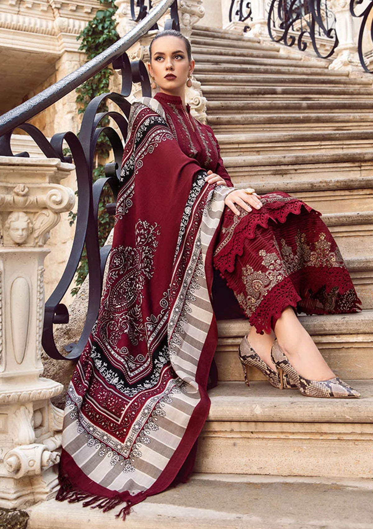 MARIA B - UNSTITCHED 3PC DHANAK EMBROIDERED SUIT-PK-5741