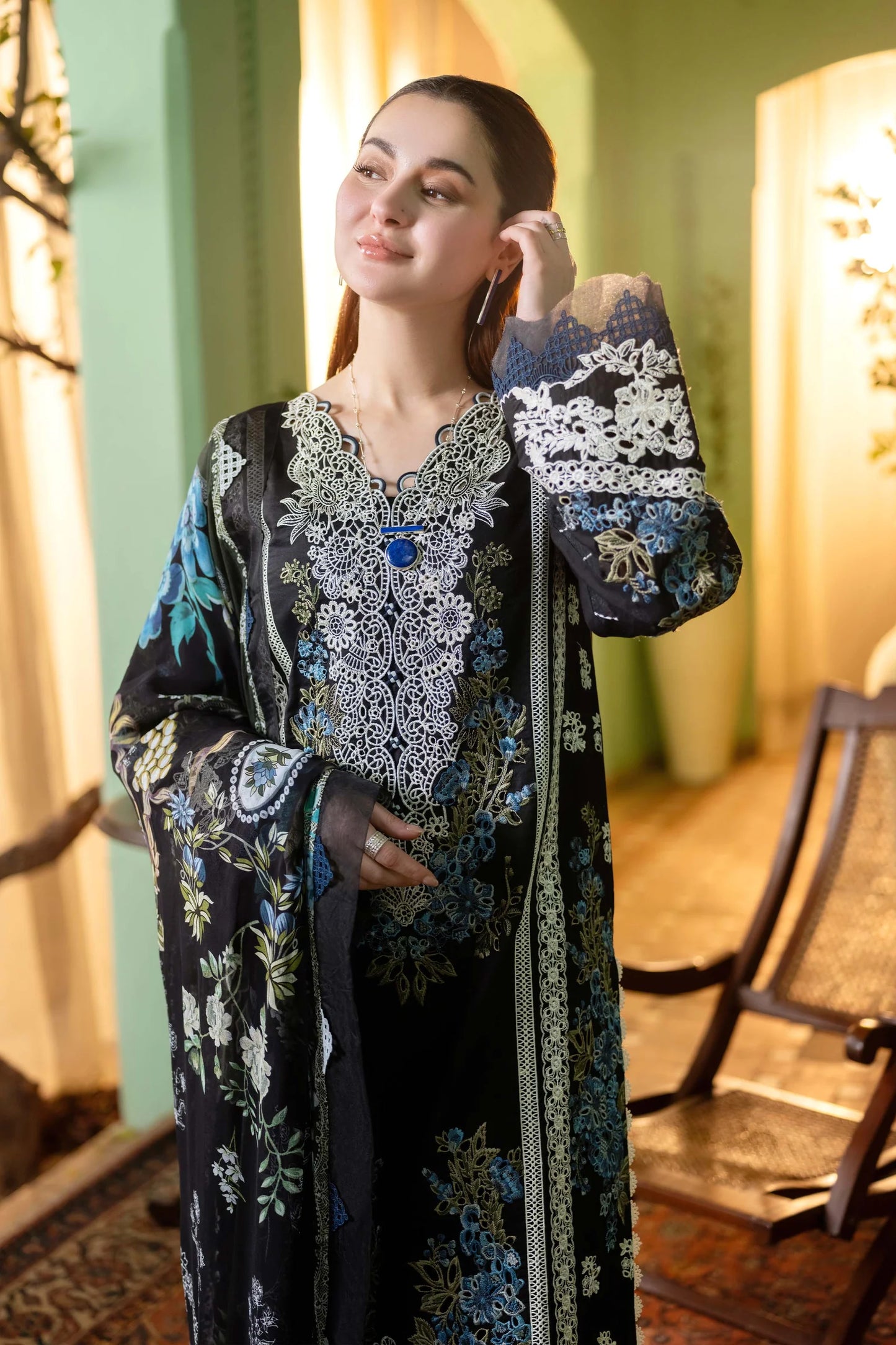 JADE- UNSTITCHED 3PC DHANAK HEAVY EMBROIDERED SUIT-PK-5794