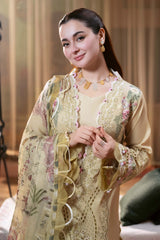 JADE-UNSTITCHED 3PC LAWN CHIKANKARI EMB SUIT-PK-4505