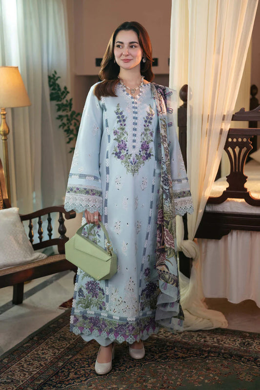 JADE-3PC LAWN EMBROIDERED SHIRT WITH MONARK PRINT DUAPATTA AND TROUSER-PK-5655