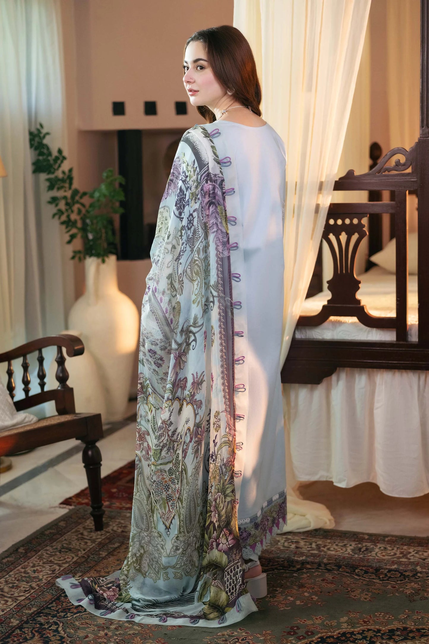 JADE-3PC LAWN EMBROIDERED SHIRT WITH MONARK PRINT DUAPATTA AND TROUSER-PK-5655