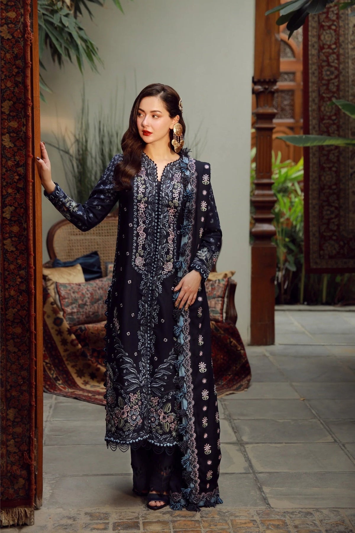 QALAMQAR-UNSTITCHED 3PC DHANAK EMBROIDERED SUIT-PK-5041