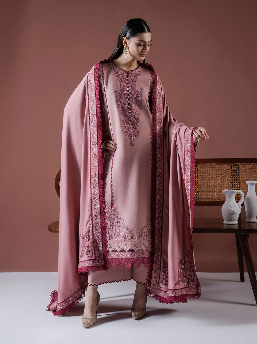 ASIM JOFA- UNSTITCHED 3PC DHANAK EMBROIDERED SUIT-PK-5758