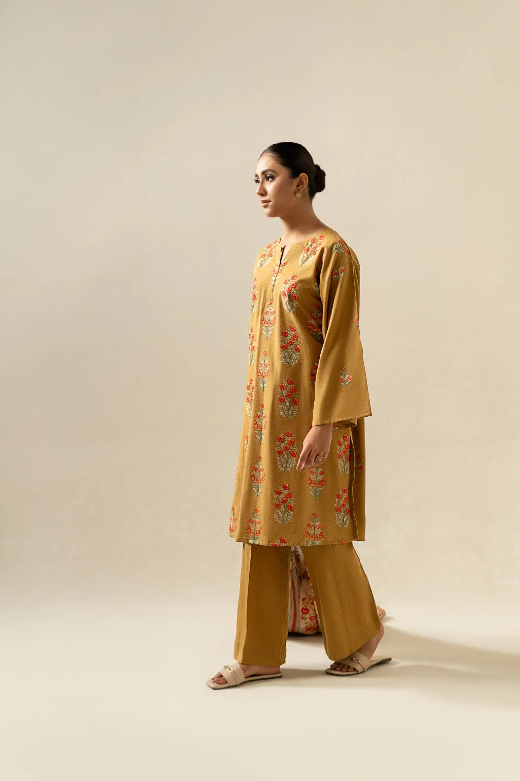 SAPPHIRE-3PC DHANAK EMBROIDERED SHIRT WITH TWILL PRINTED SHAWL & TROUSER-EP-5450