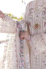 QALAMQAR-UNSTITCHED 3PC LAWN CHIKANKARI EMBROIDERED SHIRT-PK-4652