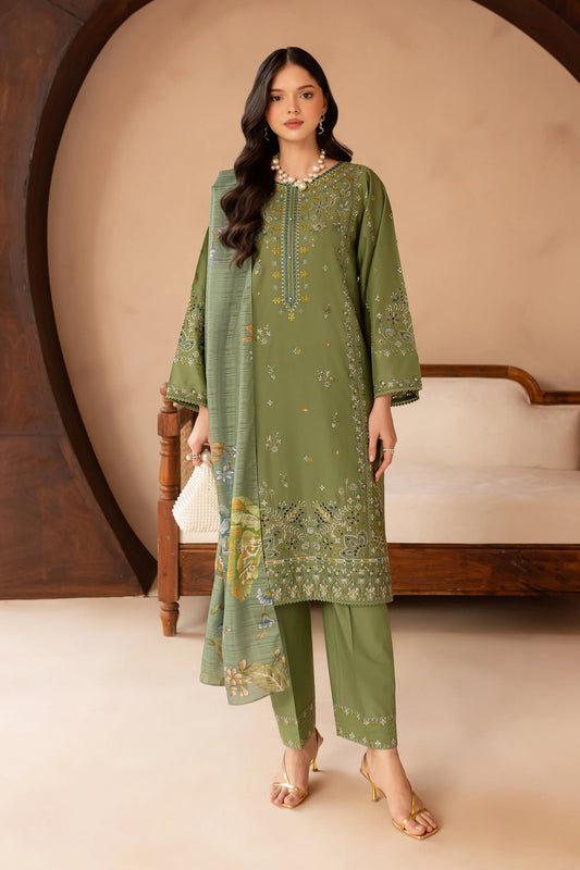 BATIK-3PC LAWN EMBROIDERED SHIRT WITH MONARK PRINT DUPATTA AND EMB TROUSER-PK-5630