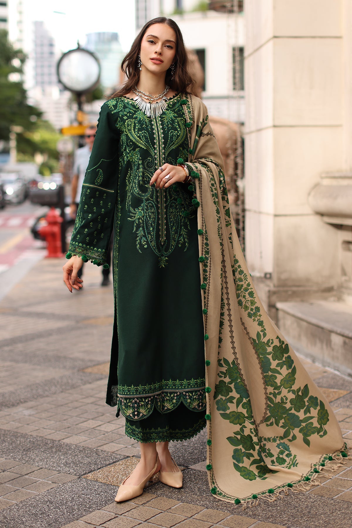 CHARIZMA-UNSTITCHED 3PC DHANAK EMBROIDERED SUIT-PK-5321