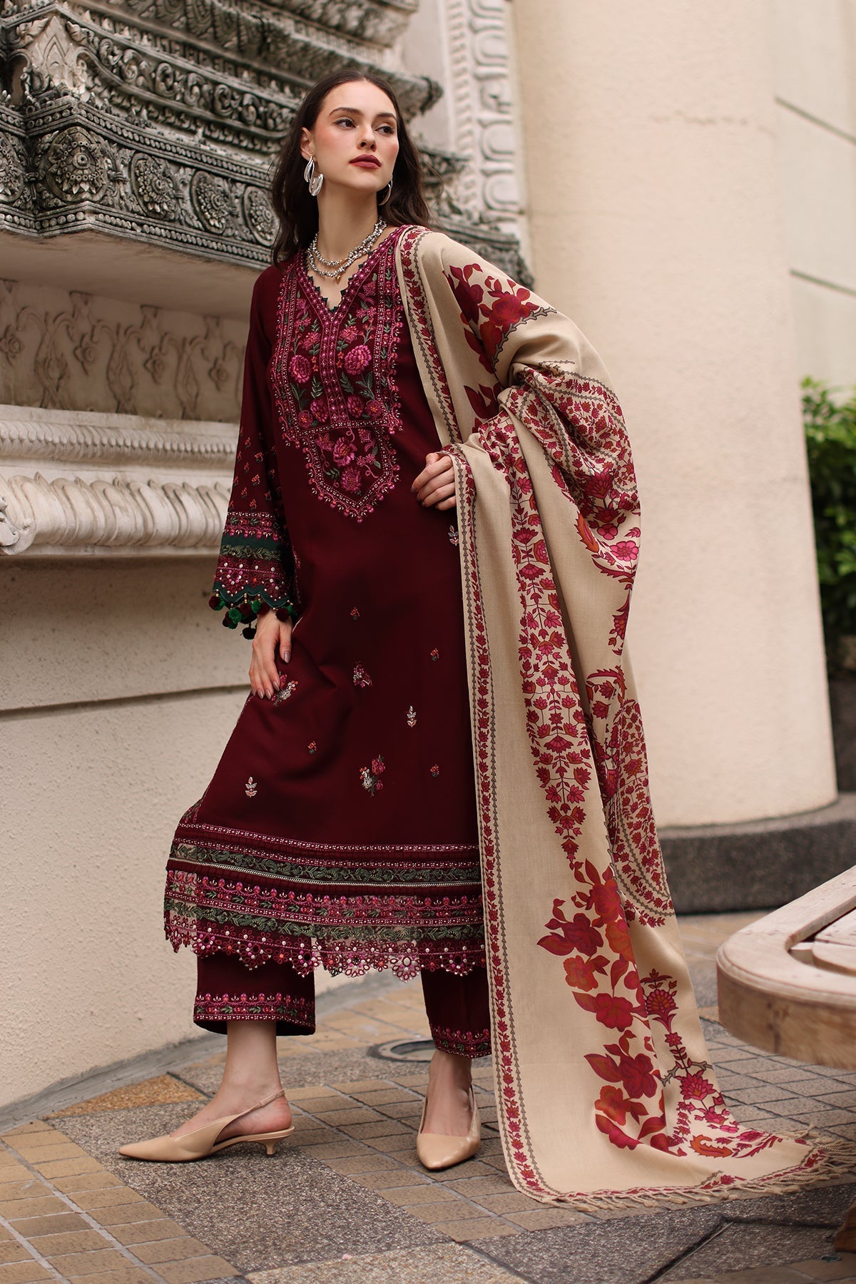 CHARIZMA-UNSTITCHED 3PC DHANAK EMBROIDERED SUIT-PK-5317