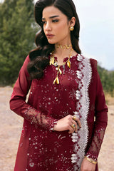 QALAMQAR-UNSTITCHED 3PC LAWN EMBROIDERED SUIT-PK-4695