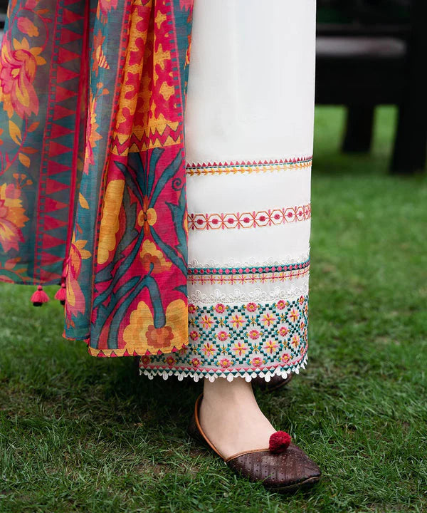 SAPPHIRE- 3PC DHANAK EMBROIDERED SHIRT WITH COUTRAI PRINT SHAWL & TROUSER-EP-5437