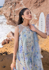 CRIMSON-UNSTITCHED 3PC LAWN PRINTED EMB SUIT-PK-026