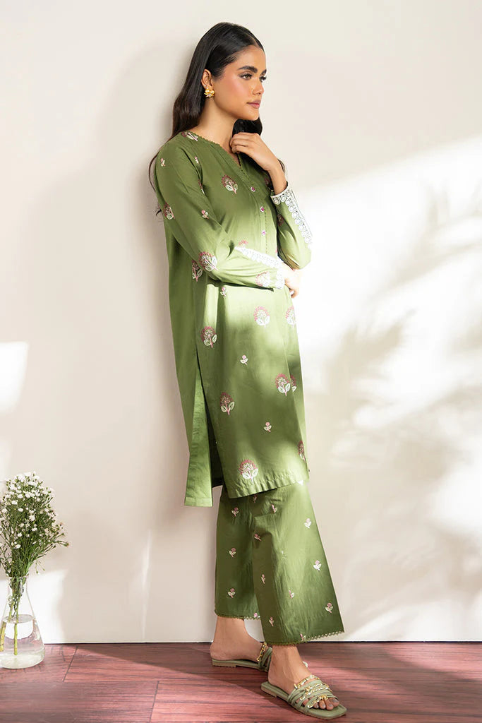CROSS STICH- 2PC DHANAK EMBROIDRED SHIRT WITH EMBROIDRED TROUSER-EP-5339