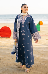 SERAN-UNSTITCHED 3PC LAWN EMBROIDERED SUIT-PK-4845