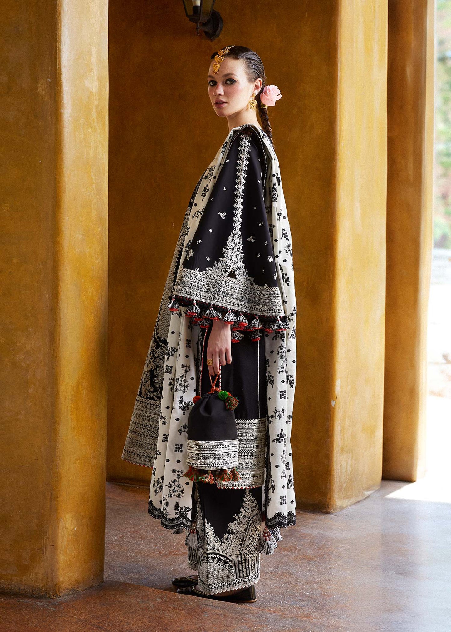 HUSSAIN REHAR-UNSTITCHED 3PC DHANAK EMBROIDERED SUIT-PK-5765