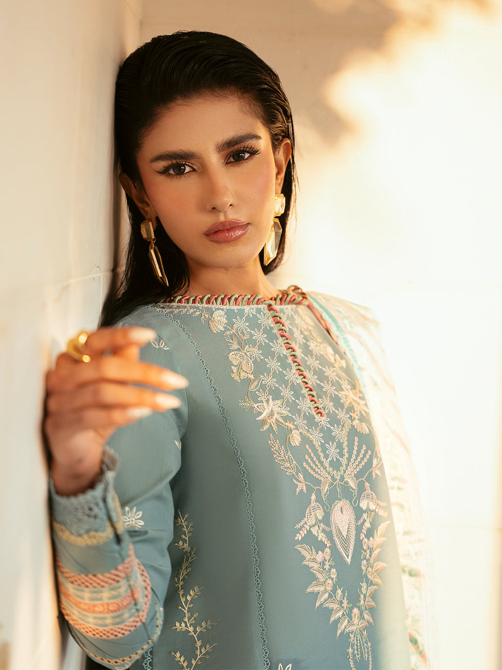 BIN ILYAS-UNSTITCHED 3PC DHANAK HEAVY EMBROIDERED SUIT-PK-5800
