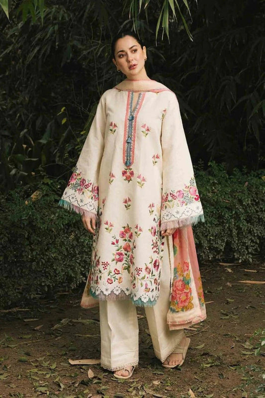 ZAHRA SHAH JAHAN-UNSTITCHED 3PC DHANAK EMBROIDERED SUIT-PK-3529