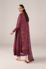 IZNIK-UNSTITCHED 3PC LAWN PRINTED CHIKAN EMB FROCK -PK-011