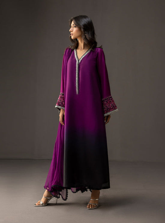 ZAINAB CHOTANI-3PC SHAMOZ SILK PRINT EMBROIDERED SUIT-PK-1710