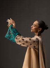 ZAINAB CHOTTANI-UNSTITCHED 3PC SHAMOZ SILK PRINT EMBROIDERED SUIT-PK-1717