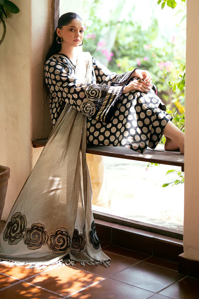 BAROUQE-3PC LAWN PRINTED SHIRT WITH CHIFFON EMBROIDERED PRINT DUPATTA & PRINT TROUSER-PK-5622