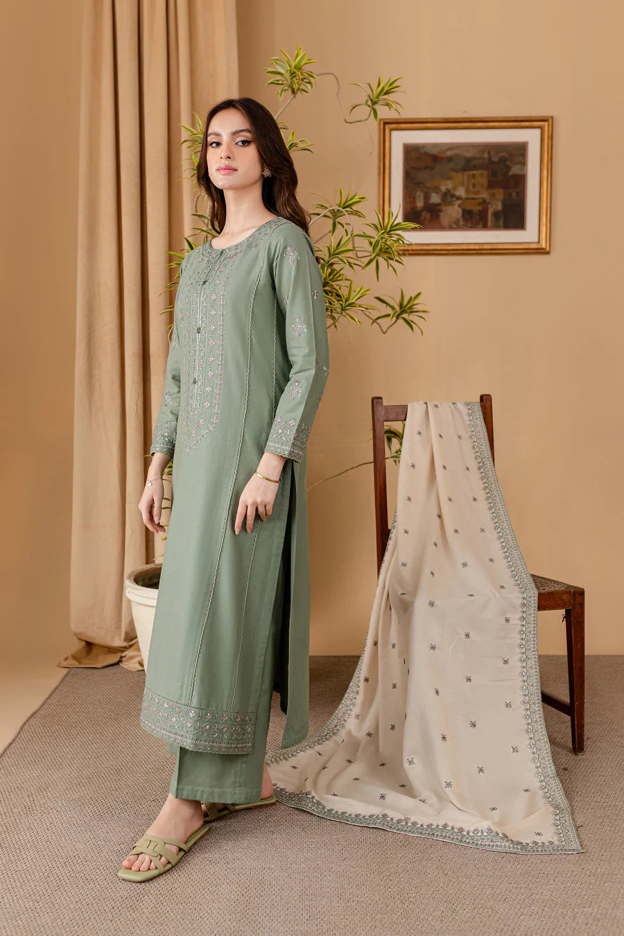 BATIK-UNSTITCHED 3PC DHANAK EMBROIDERED SUIT-PK-5760