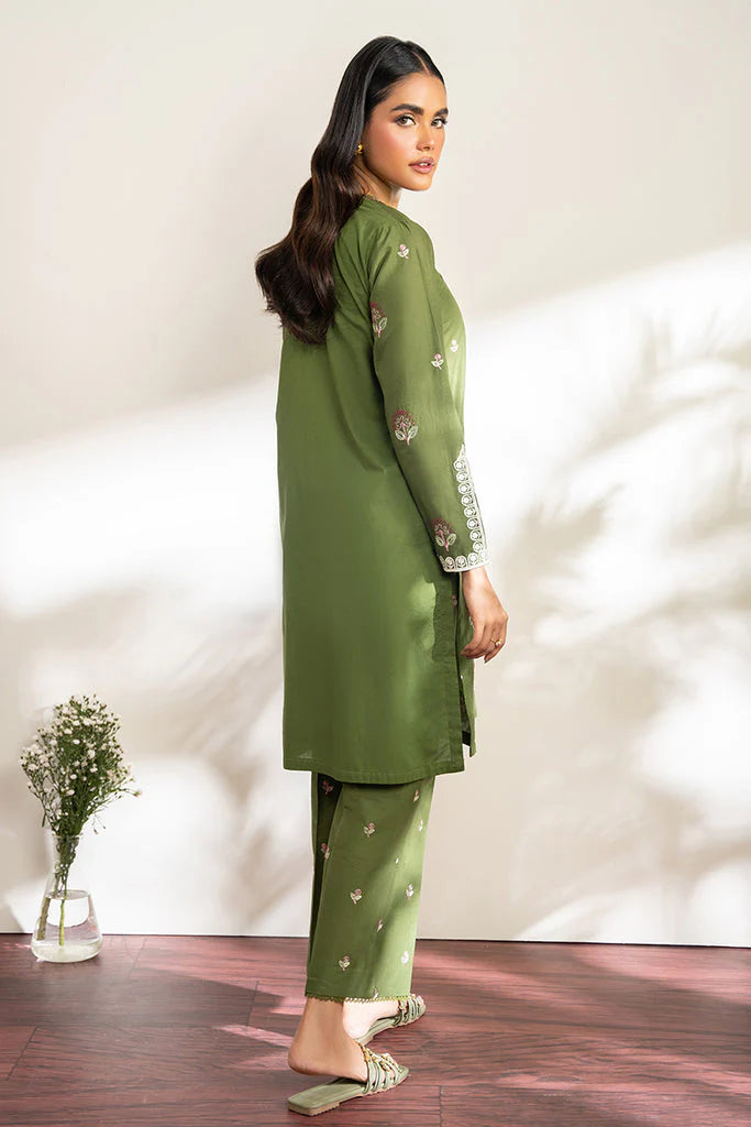 CROSS STICH- 2PC DHANAK EMBROIDRED SHIRT WITH EMBROIDRED TROUSER-EP-5339
