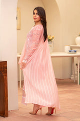 MIRAKHI-3PC LAWN CHIKENKARI EMBROIDERED SHIRT WITH LAWN TUBE SLUB DUPATTA-PK-5667