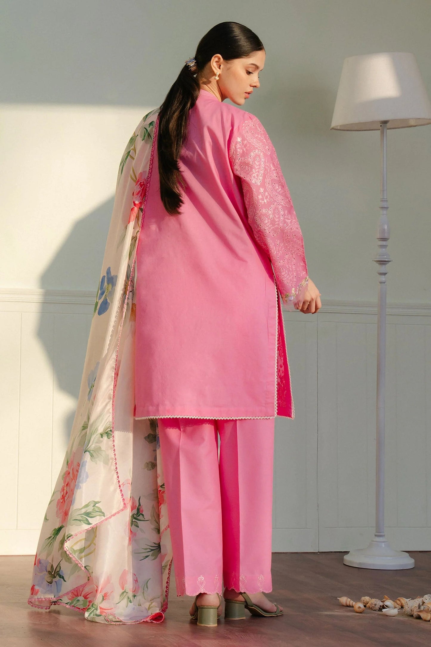 ZARA SHAH JAHAN -UNSTITCHED 3PC LAWN CHIKENKARI EMBROIDERED SUIT-PK-5706