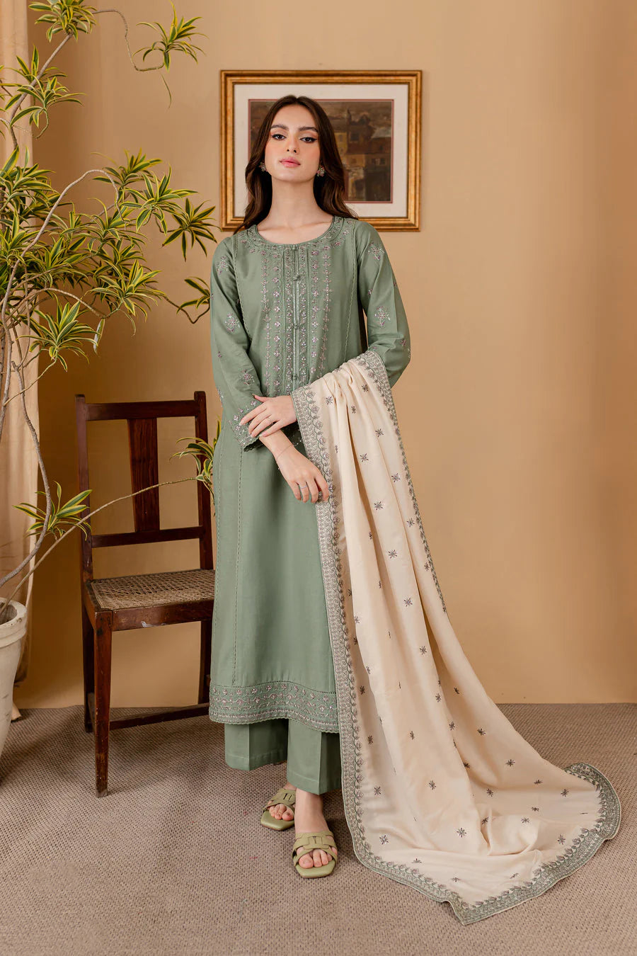 BATIK-UNSTITCHED 3PC DHANAK EMBROIDERED SUIT-PK-5760