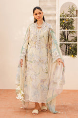 BAROQUE-UNSTITCHED 3PC LAWN PRINTED EMB SUIT-PK-050