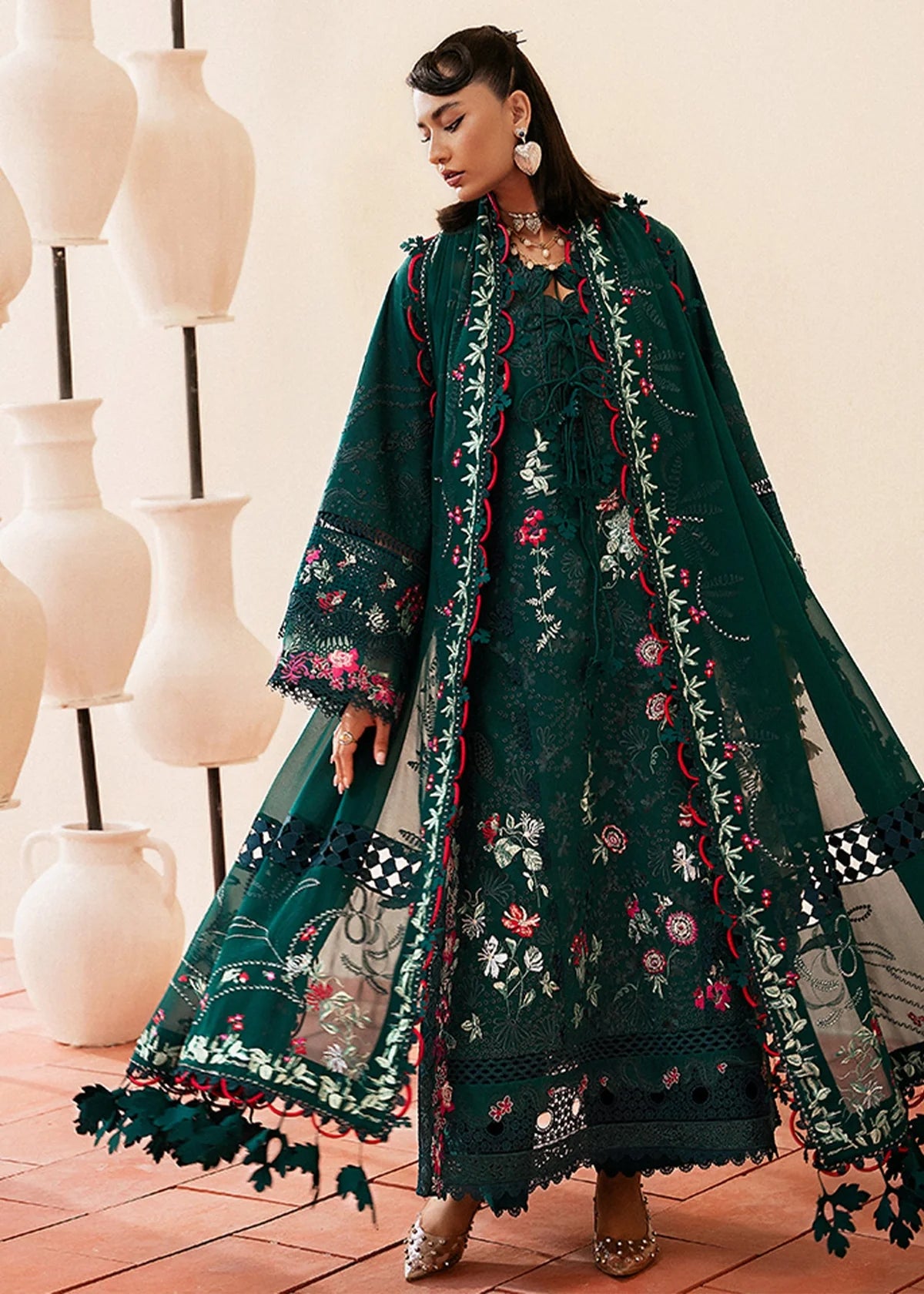 SUFFUSE-UNSTITCHED 3PC LAWN HEAVY EMBROIDERED SUIT-PK-4773