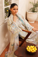 BAROQUE-UNSTITCHED 3PC LAWN PRINTED EMB SUIT-PK-050