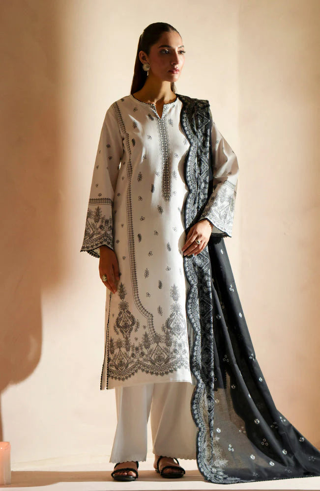 SERAN - 3PC DHANAK EMBROIDERED SHIRT WITH DHANAK EMBROIDERED SHIRT & TROUSER-PK-3163