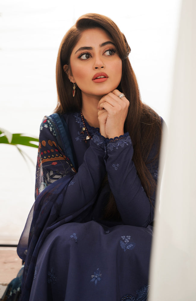 SERAN-UNSTITCHED 3PC DHANAK EMBROIDERED SUIT-PK-3511