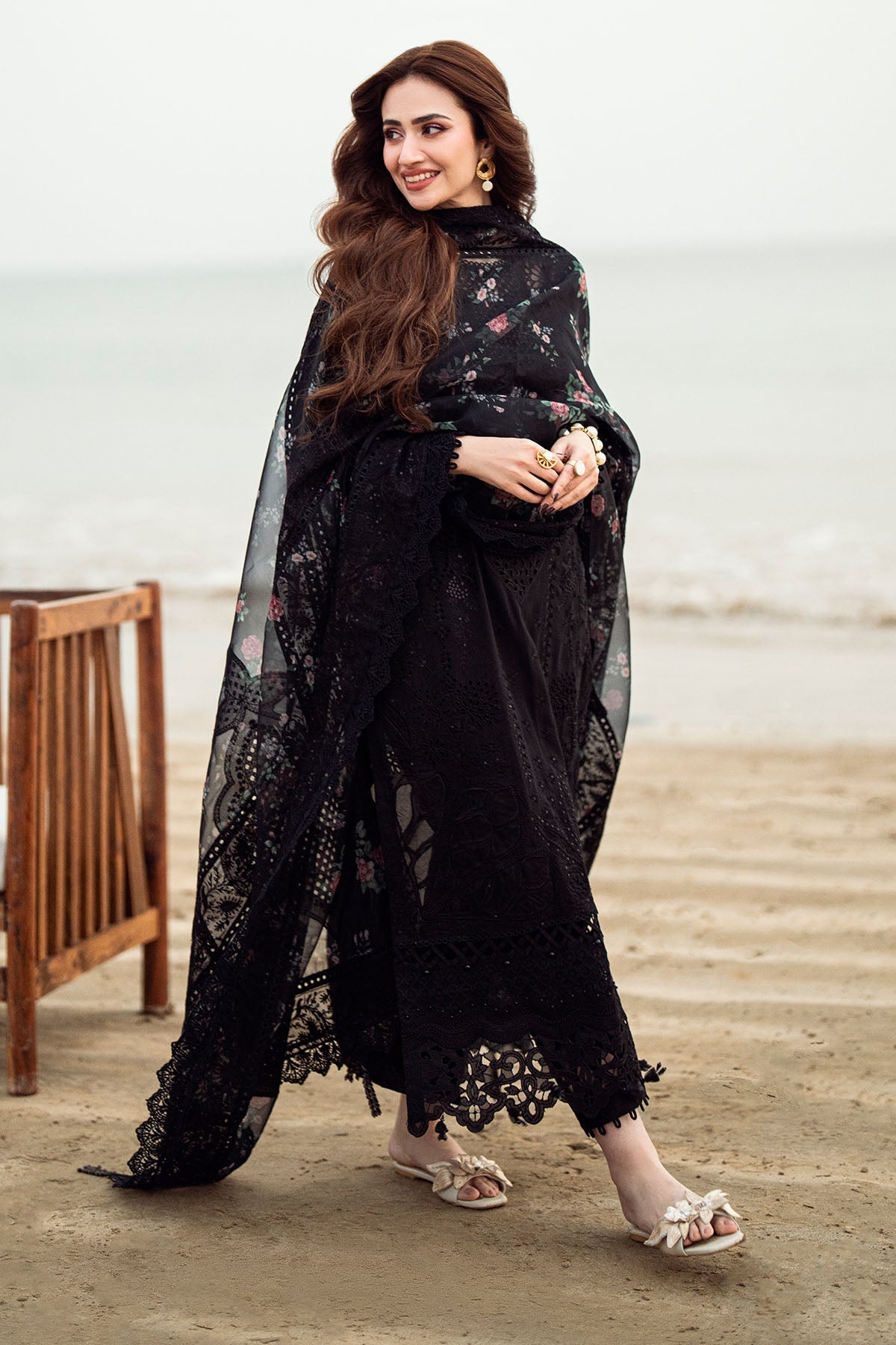 NUREH-UNSTITCHED 3PC DHANAK LASER WORK EMBROIDERED SUIT-PK-3667