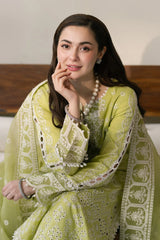 MARYAM & MARIA-3PC LAWN EMBROIDERED SHIRT WITH ORGANZA EMBROIDERED DUPATTA & TROUSER-PK-5677