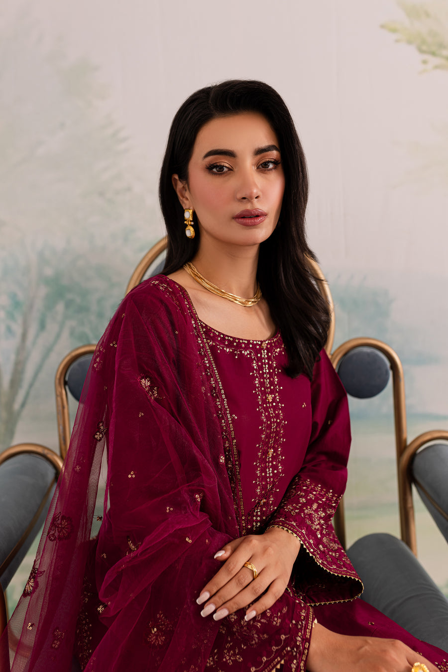 JAZMIN-UNSTITCHED 3PC DHANAK EMBROIDERED SUIT-PK-5792