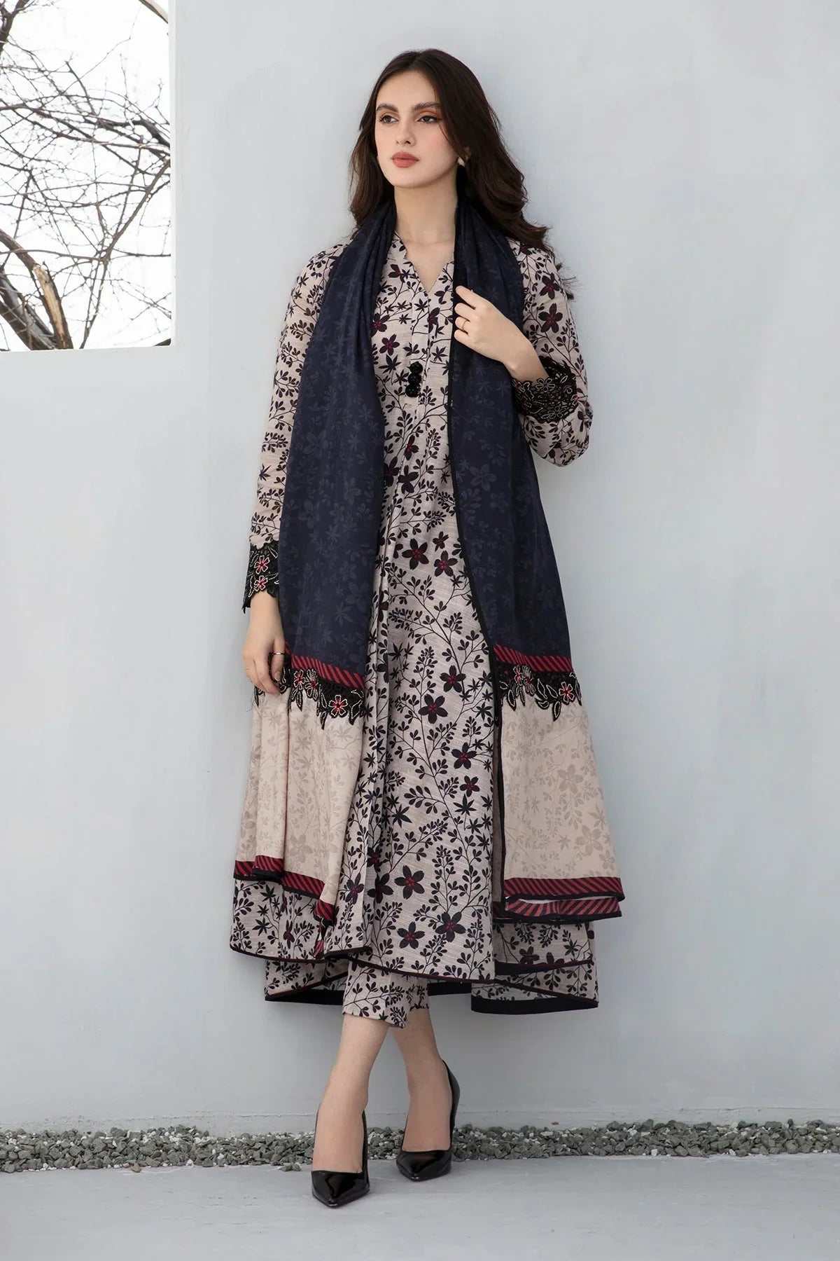 BAROQUE-UNSTITCHED 3PC KHADDAR DIGITAL PRINTED SUIT-PK-2650