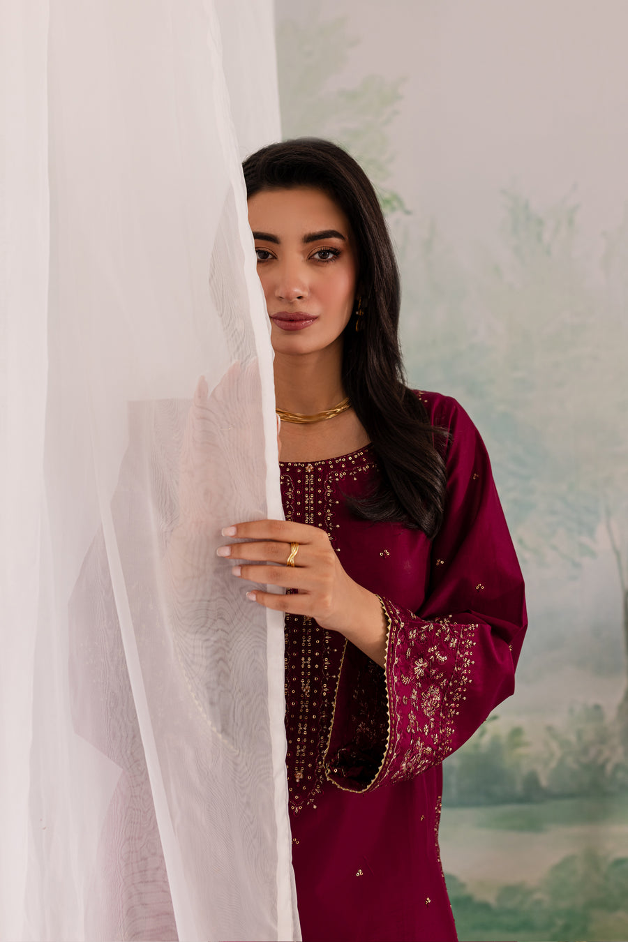 JAZMIN-UNSTITCHED 3PC DHANAK EMBROIDERED SUIT-PK-5792