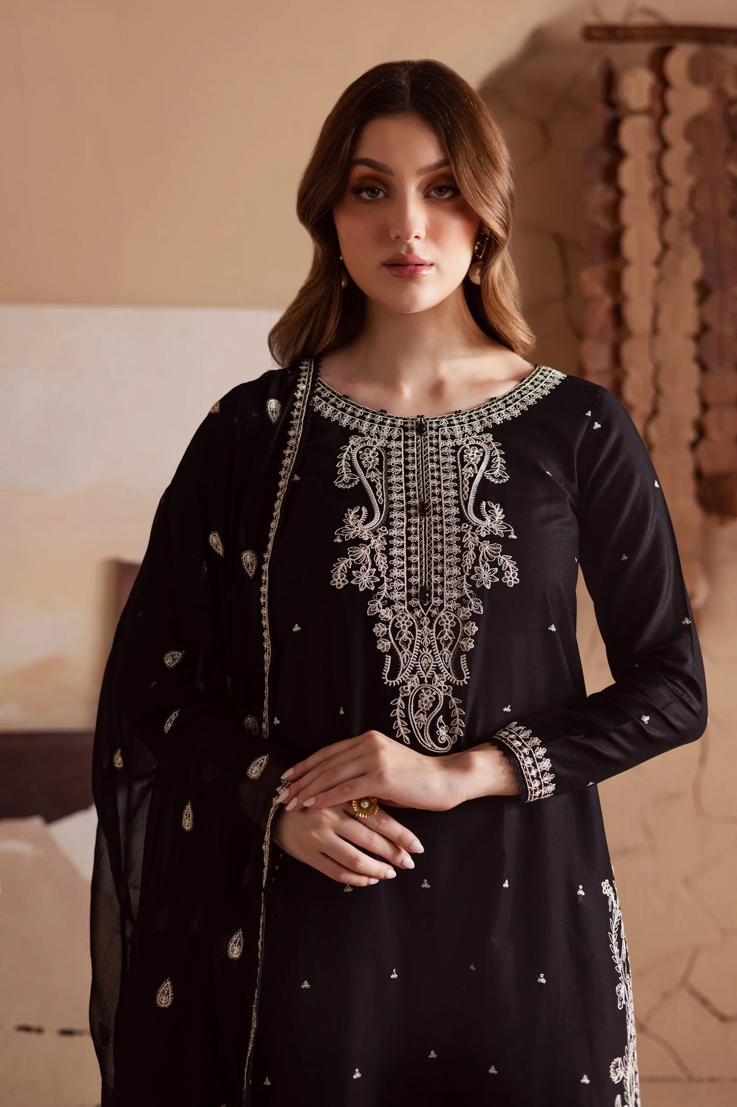 BATIK - UNSTITCHED 3PC DHANAK EMBROIDERED SUIT-PK-5745