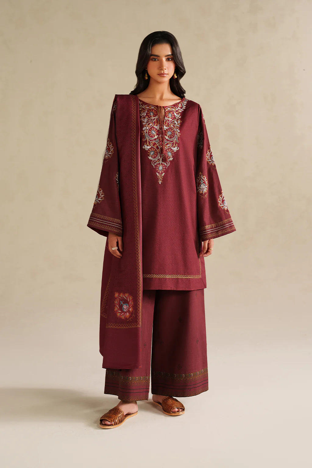 IZNIK-UNSTITCHED 3PC DHANAK EMBROIDERED SUIT-PK-5164